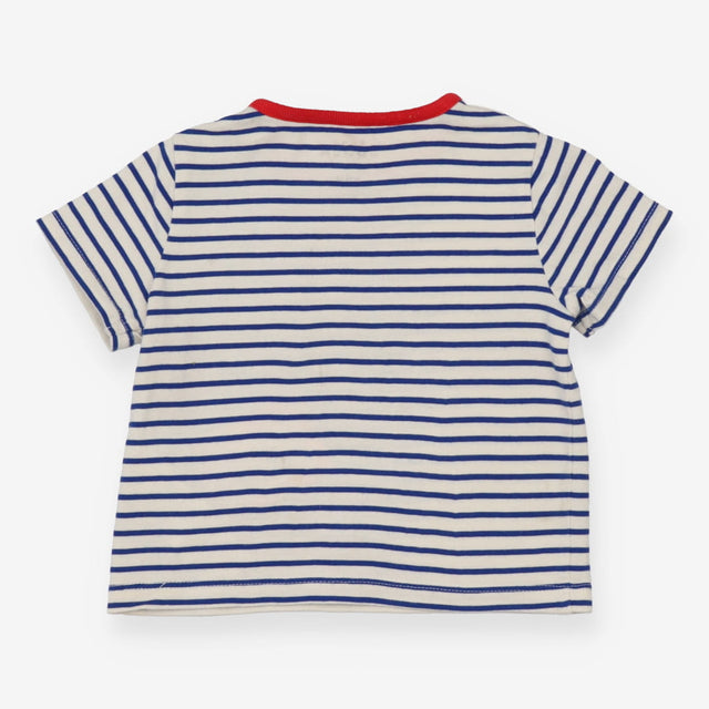T-shirt short sleeve white and blue striped red po