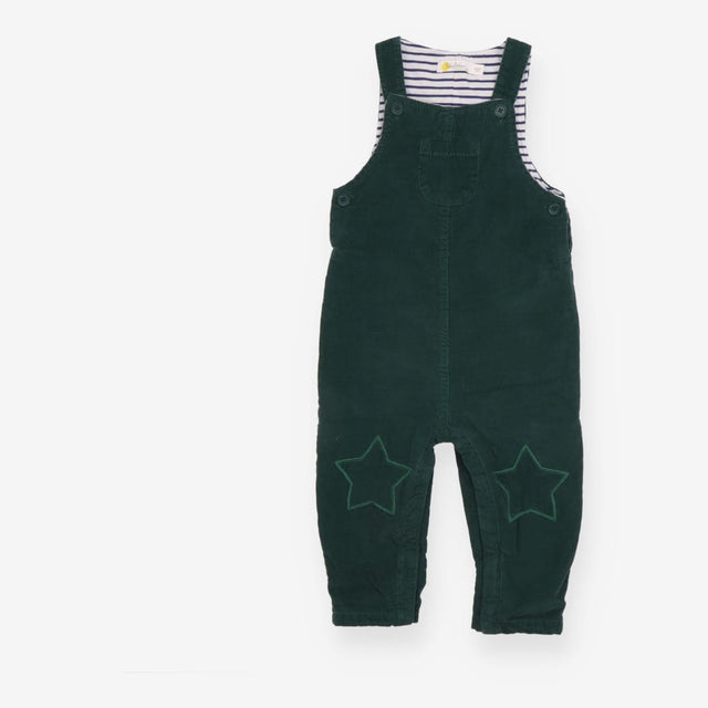 Cord Dungaree Green Front Pocket and Stars on Knee