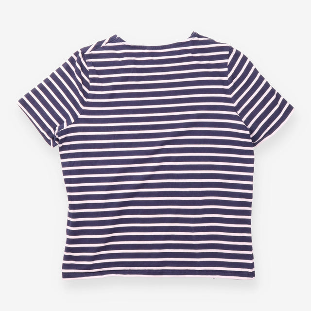 Top Navy Pink Stripe Short Sleeve Cotton T-Shirt