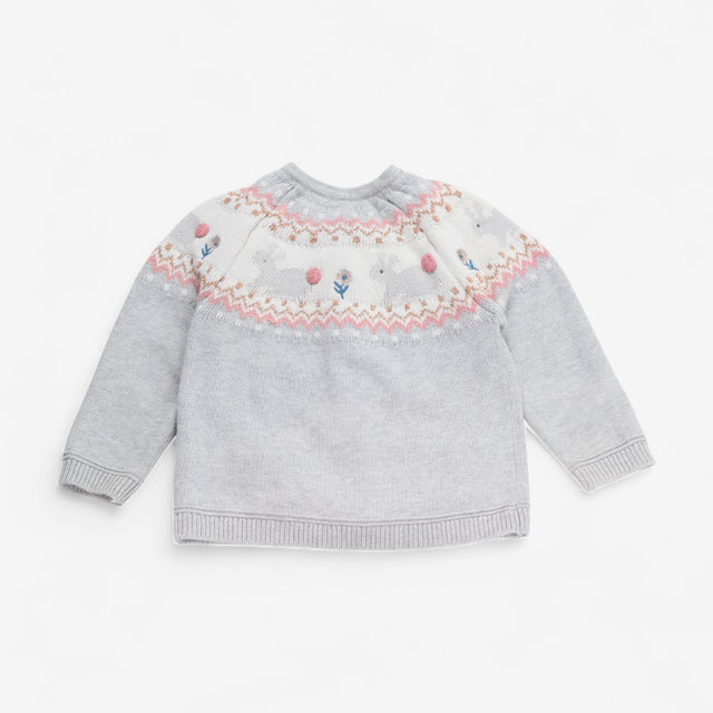 Cardigan Knit Grey Fairisle Rabbits