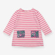 Dress pink white striped with two pockets