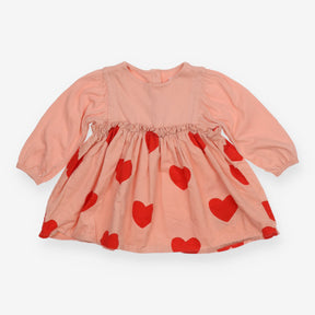 Pink Cord Dress with Hearts