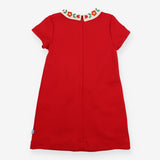Collared Dress Red with Flowers