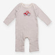 Sleepsuit grey and white stripe with red tractor a