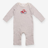 Sleepsuit grey and white stripe with red tractor a