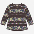 Charcoal Grey Floral Printed Cotton Modal Long Sle