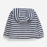 Blue and White Velour Stripe Hoodie