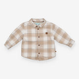 Beige tartan shacket fleece lined