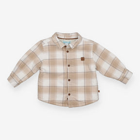 Beige tartan shacket fleece lined