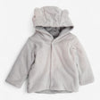 Baby jacket grey ribbed with ears