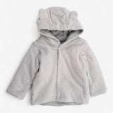 Baby jacket grey ribbed with ears