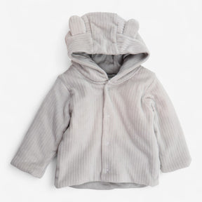 Baby jacket grey ribbed with ears