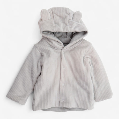 Baby jacket grey ribbed with ears