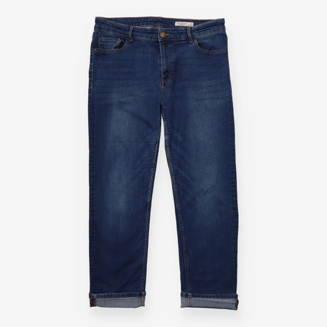Straight Jeans Mid Blue Stretch Short Length