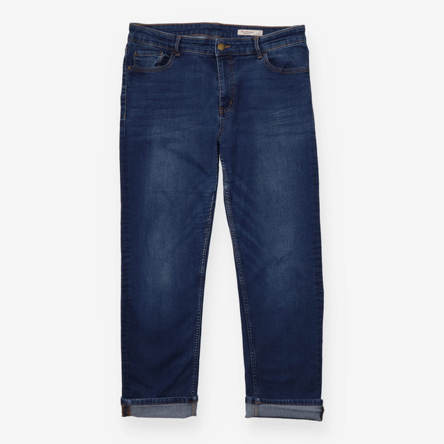 Straight Jeans Mid Blue Stretch Short Length