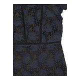 Dress Navy Blue Lace Floral Cap Sleeve Midi Round 