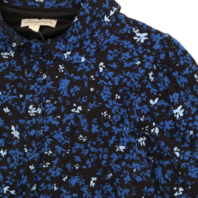 Blue and black floral midi dress