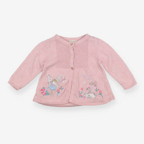 Cardigan Pink Fairy Swan Flowers