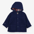Woolen Coat Navy with Tartan Lining