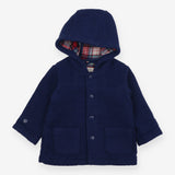 Woolen Coat Navy with Tartan Lining