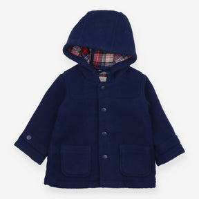 Woolen Coat Navy with Tartan Lining