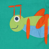 Long sleeve green t-shirt with grasshopper