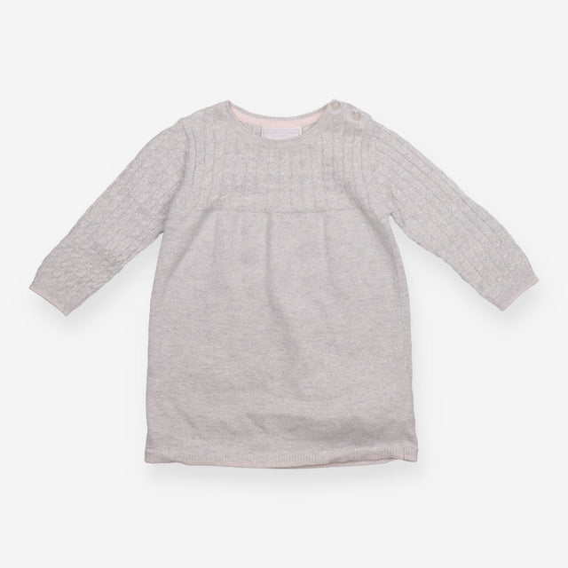 Knit Dress Silver Cable Sleeve
