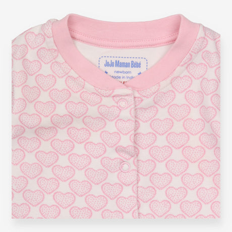 Pink Hearts Footless Sleepsuit