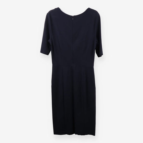 Navy pleated waist midi dress