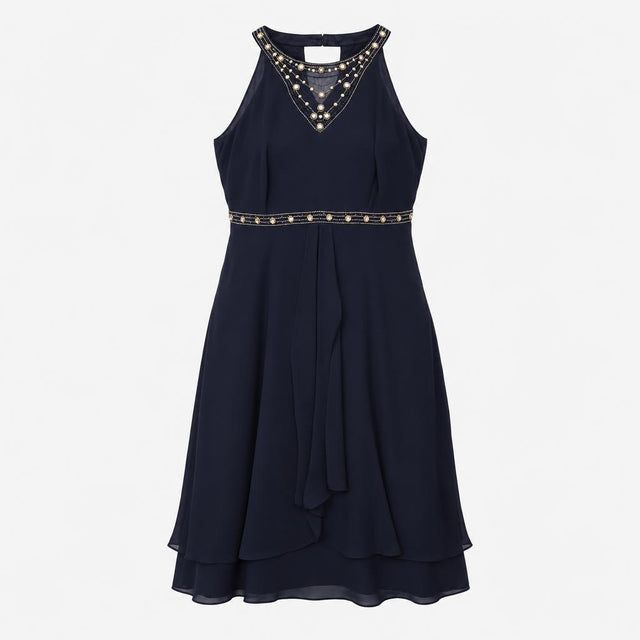 Sleeveless Cocktail Dress Embellished Neckline Chi