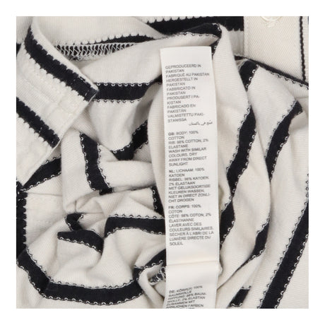 Henley Top Striped Cream Navy Long Sleeve Button F