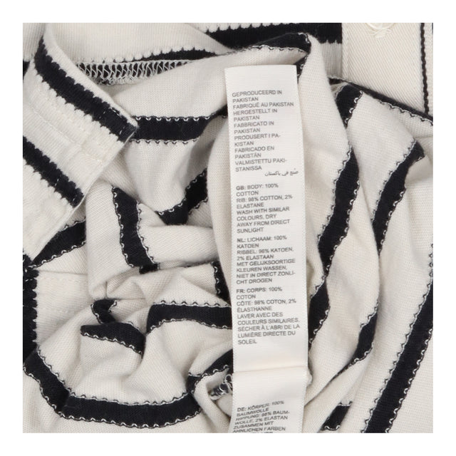 Henley Top Striped Cream Navy Long Sleeve Button F