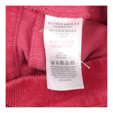 Cropped Trousers Berry Red Corduroy Scalloped Pock