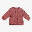Coat pink collar quilted flowers 