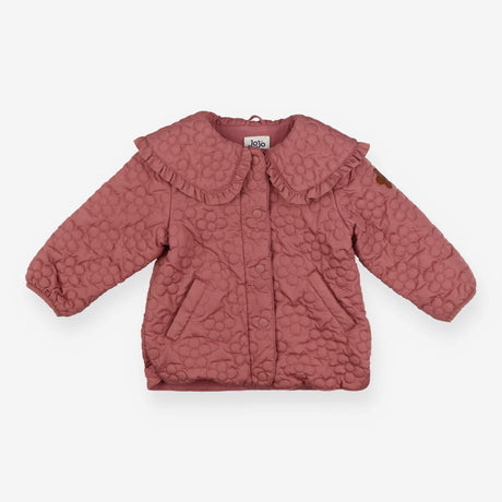 Coat pink collar quilted flowers 