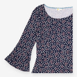 Dress Navy Blue Star Bird Print Long Sleeve Scoop 