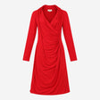 Bright Red Ruched Side Wrap Front Long Sleeve Jers