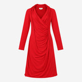 Bright Red Ruched Side Wrap Front Long Sleeve Jers