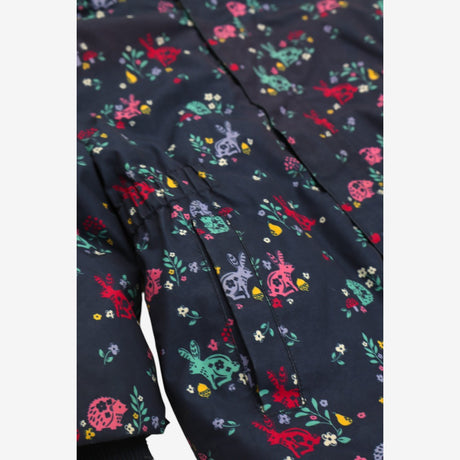 Coat Padded Blue with Rabbits and Hedgehog Print 