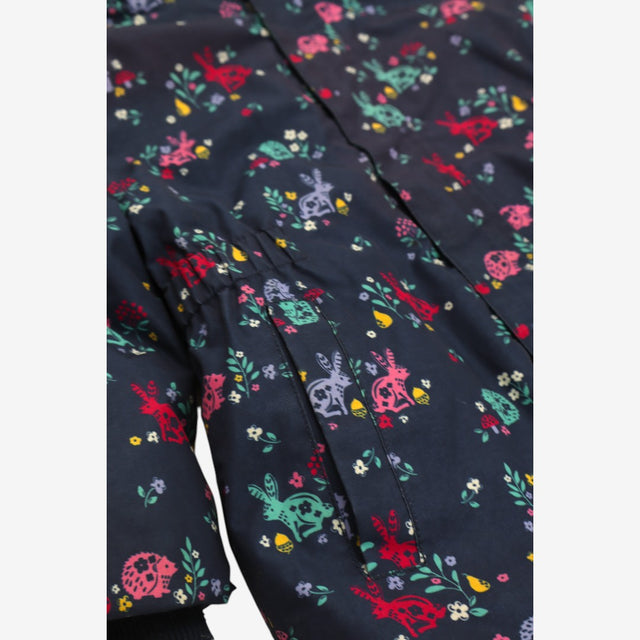 Coat Padded Blue with Rabbits and Hedgehog Print 