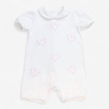 Romper White with Collar and Embroidered Hearts