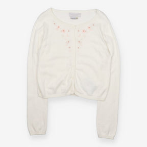 Cardigan cream embroidered flowers