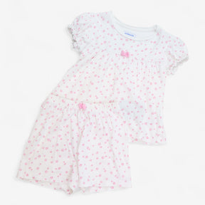 Shortie pyjamas white with pink stars