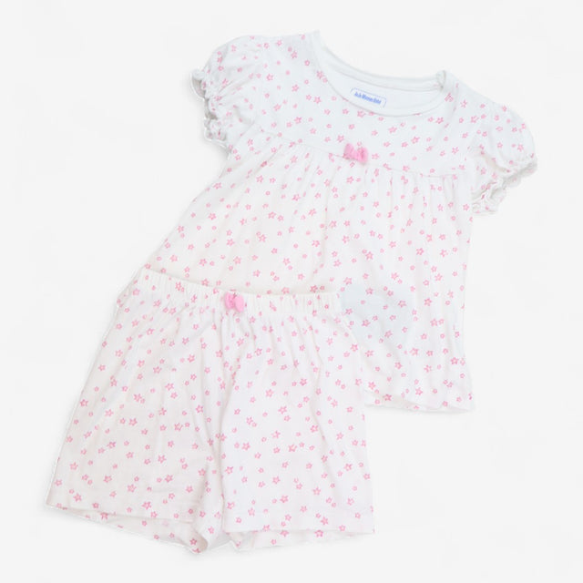 Shortie pyjamas white with pink stars