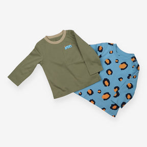 T-shirt Khaki and Blue Leopard Mix 2-Pack