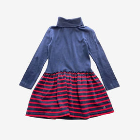 Blue Roll Neck Jersey Dress