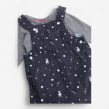 Pinafore Dress Grey with Stars and Striped Bodysui