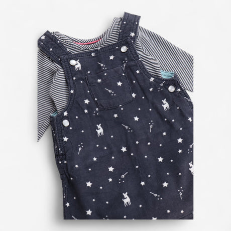 Pinafore Dress Grey with Stars and Striped Bodysui