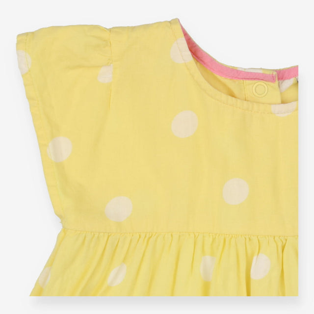 Dress Yellow White Dots and Daisy