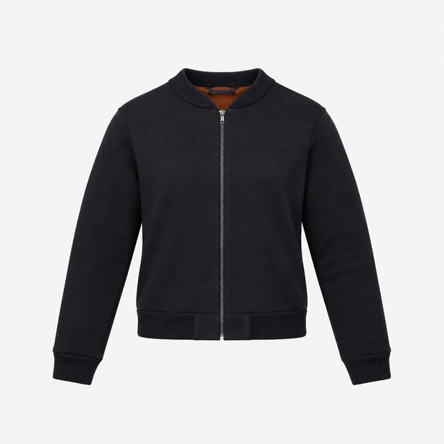 Dark Navy Blue Wool Blend Fleece Lined Zip Front B